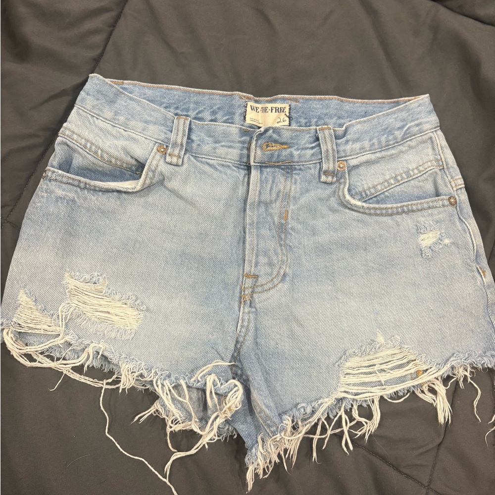 We The Free Faded Blue Ripped Jean Shorts